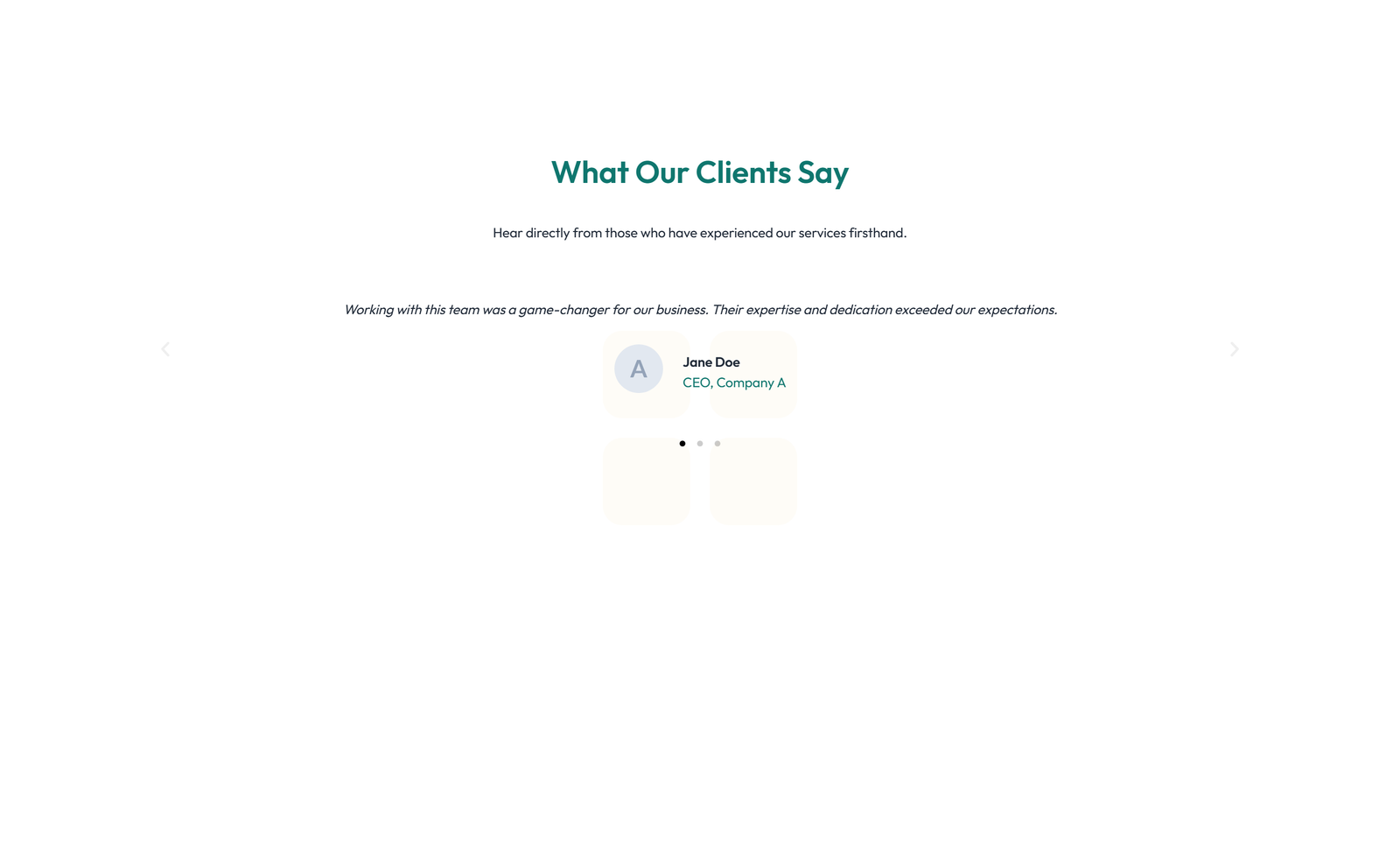 Screenshot of Testimonial with Single Centered Blockquote 40 - Elementor Testimonial Sections component
