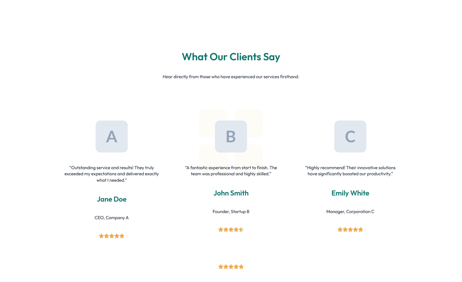 Testimonial with Reviews Widget with Heading 44 - Elementor component