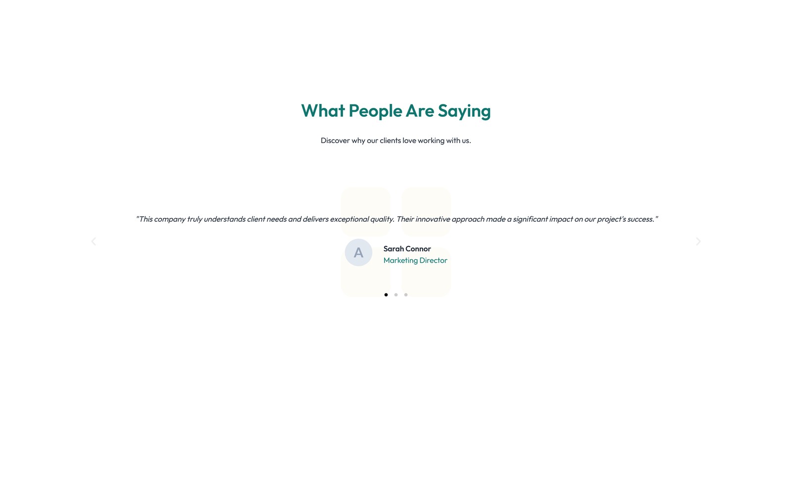 Screenshot of Testimonial with Single Centered Blockquote 46 - Elementor Testimonial Sections component