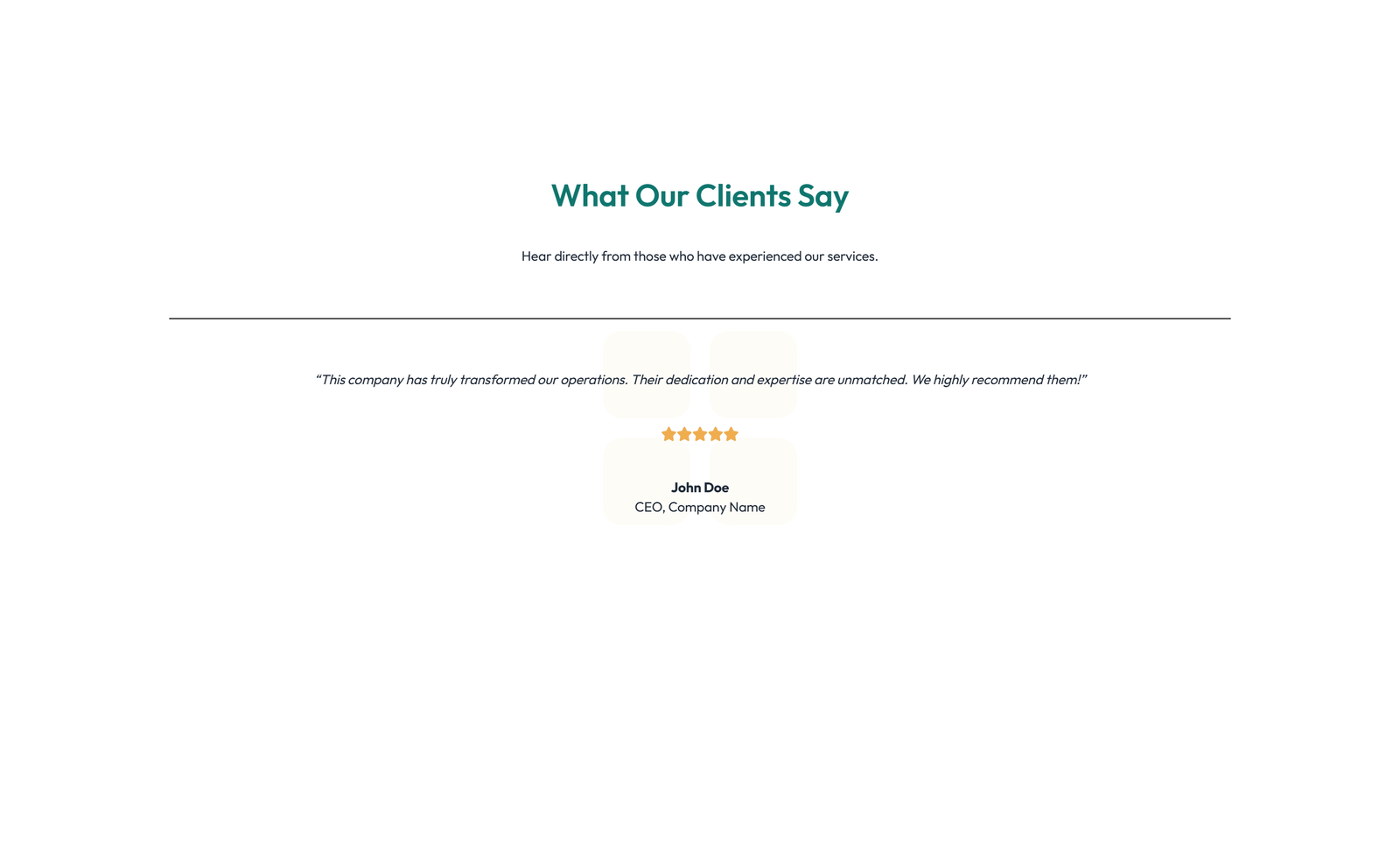 Screenshot of Testimonial with Carousel with Heading 48 - Elementor Testimonial Sections component