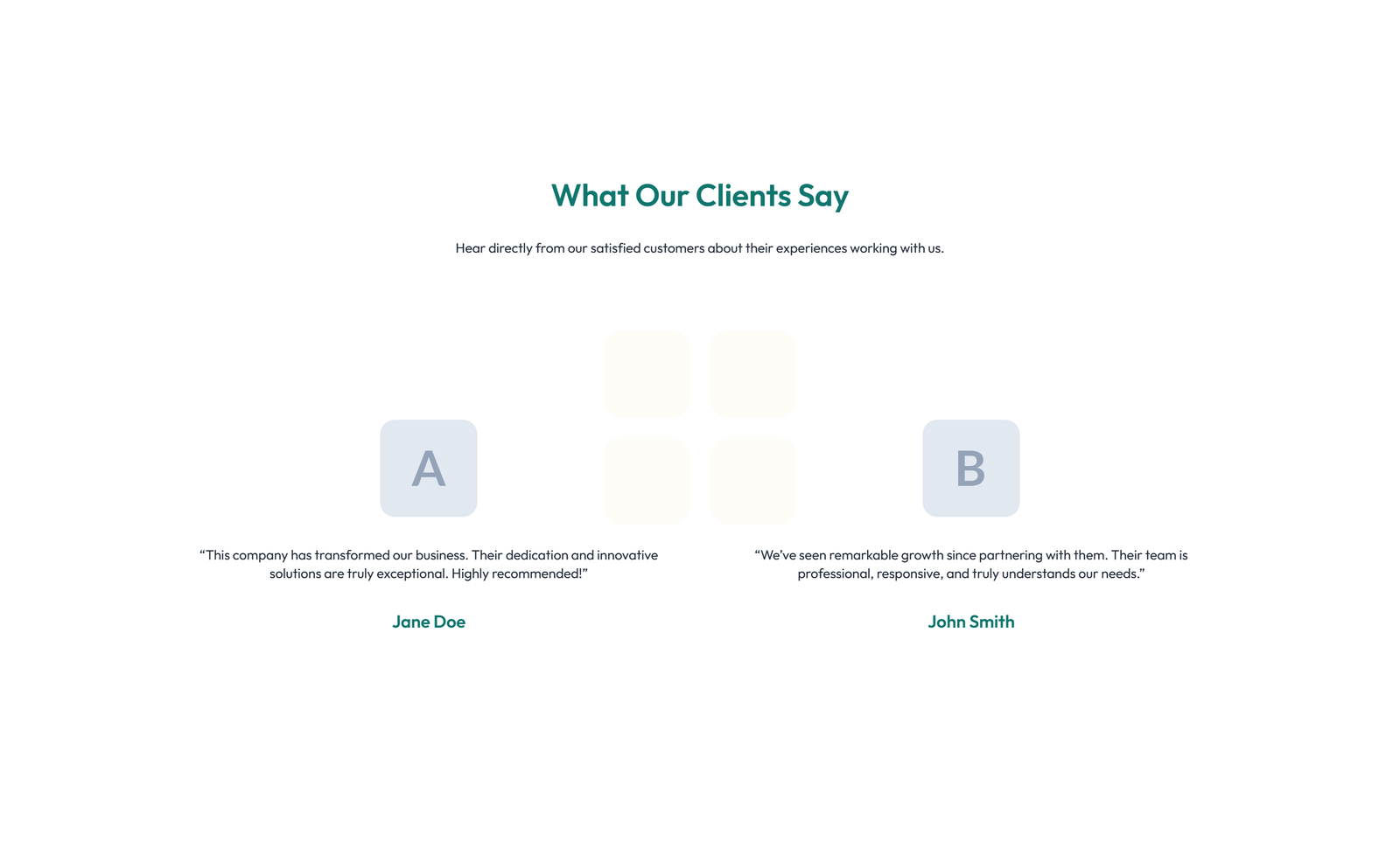 Screenshot of Testimonial with Single Centered Blockquote 51 - Elementor Testimonial Sections component