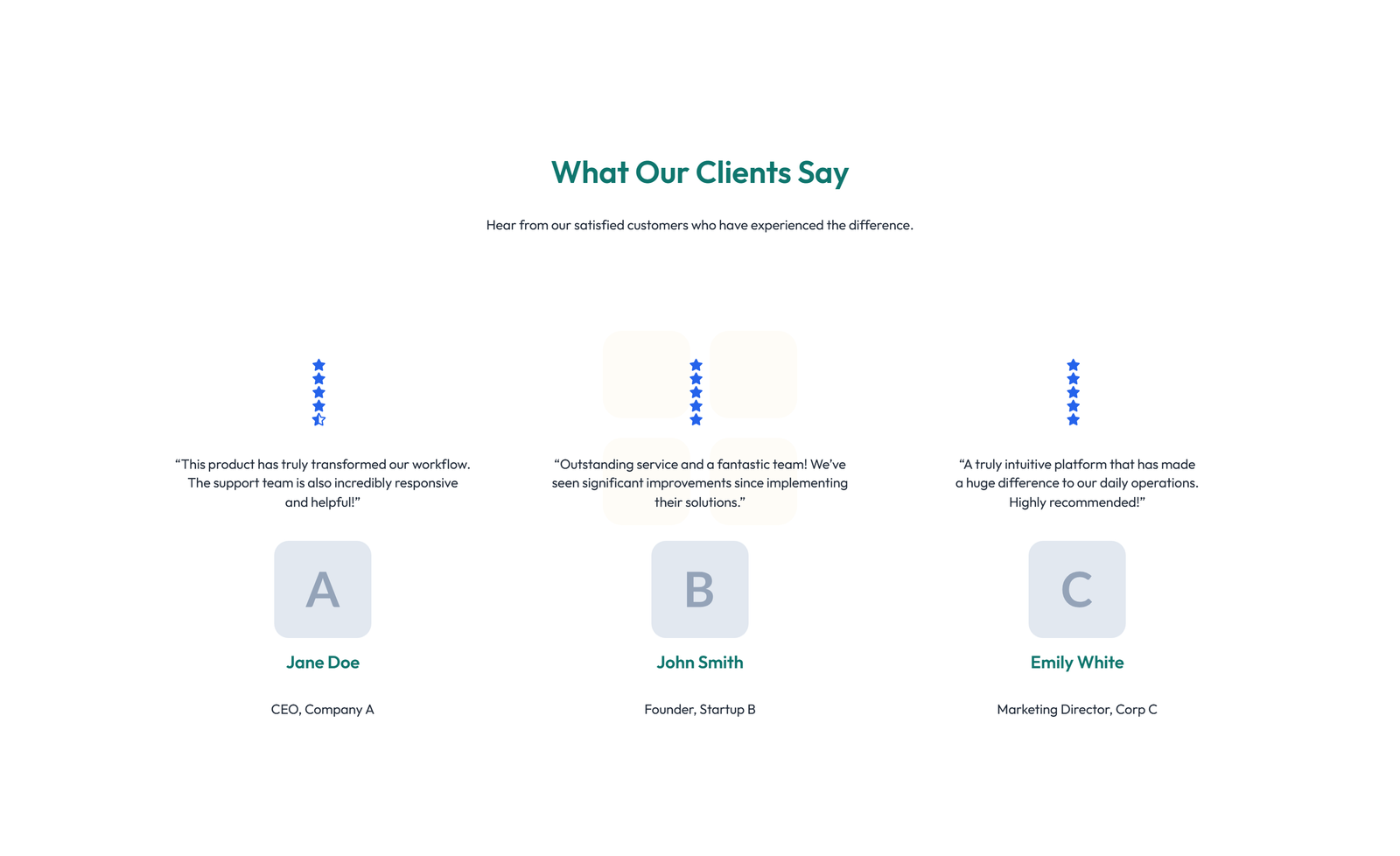 Testimonial with 3-column Rating, Quote Cards 54 - Elementor component