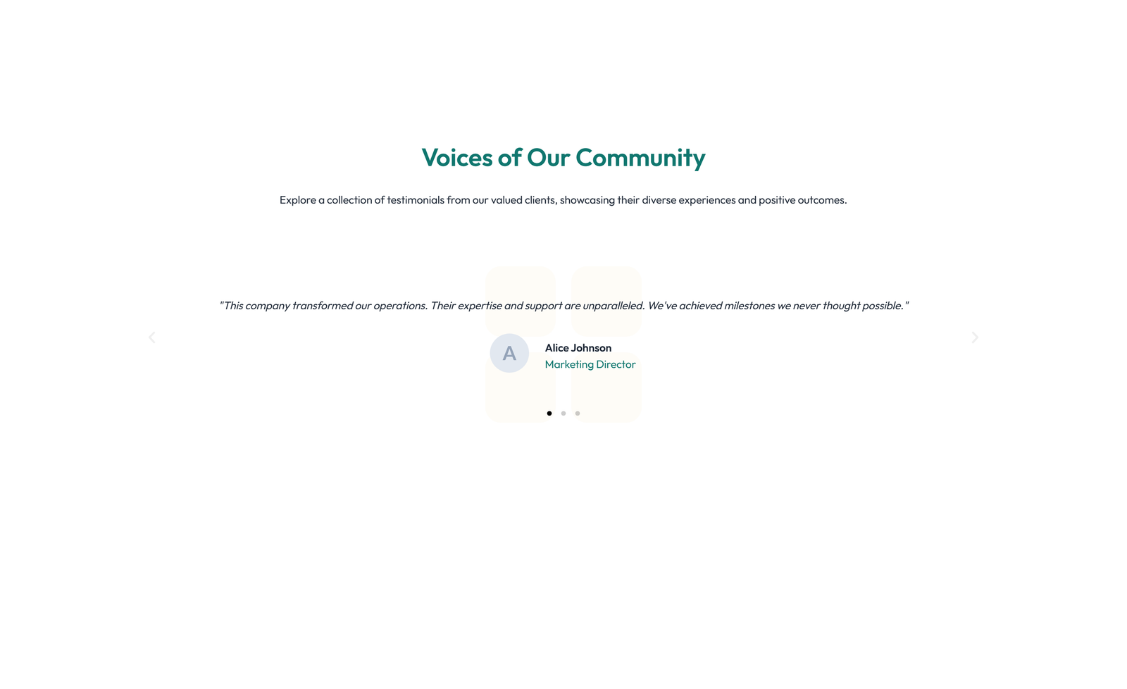 Screenshot of Testimonial with Single Centered Blockquote 55 - Elementor Testimonial Sections component
