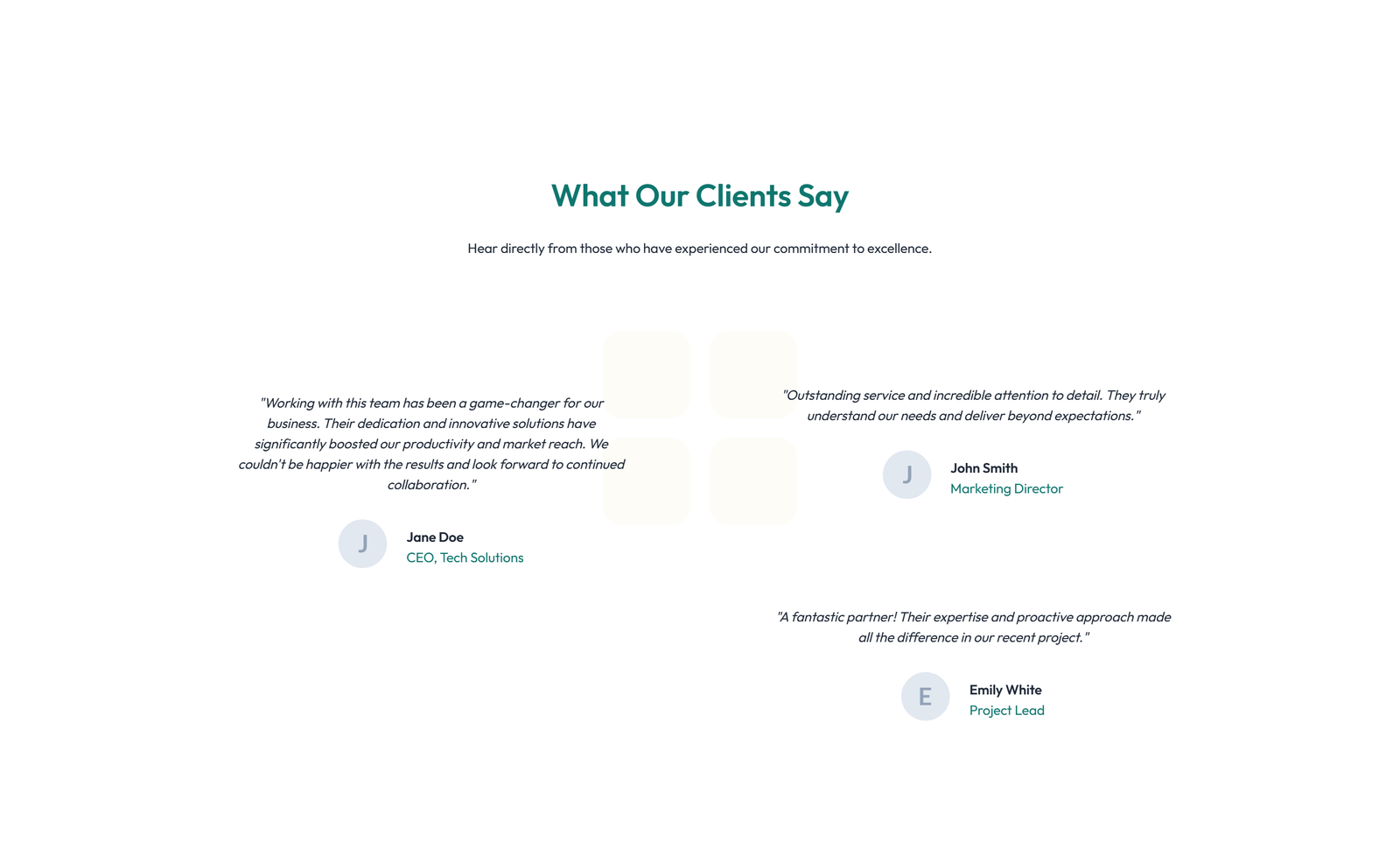 Screenshot of Testimonial with Single Centered Blockquote 58 - Elementor Testimonial Sections component