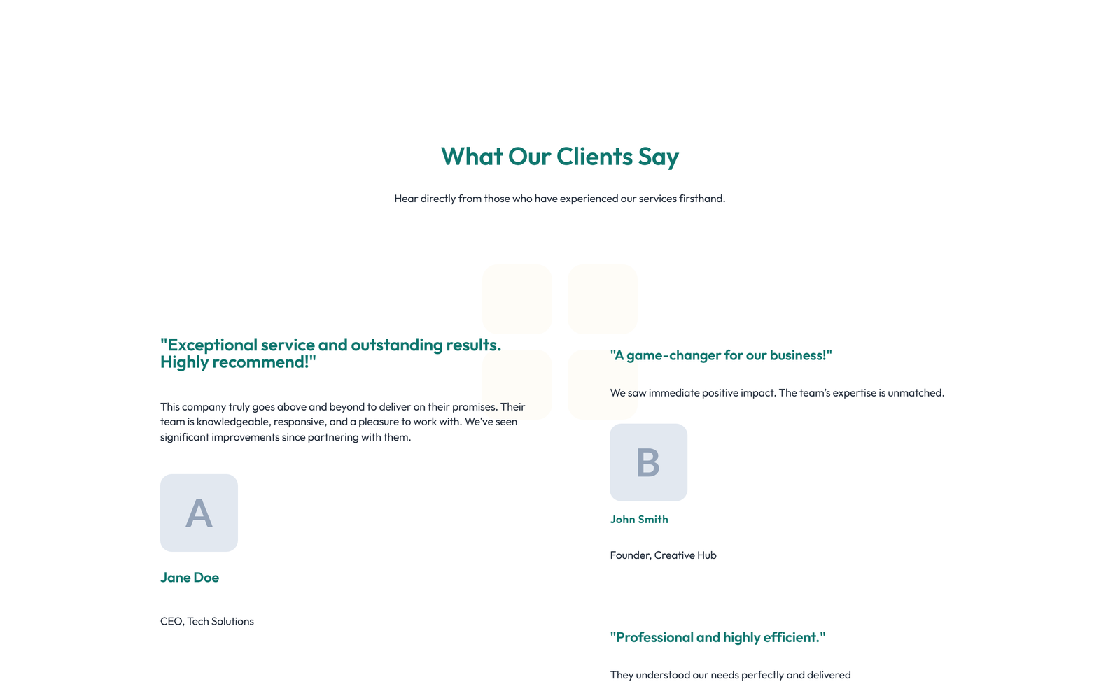 Testimonial with Single Centered Blockquote 59 - Elementor component