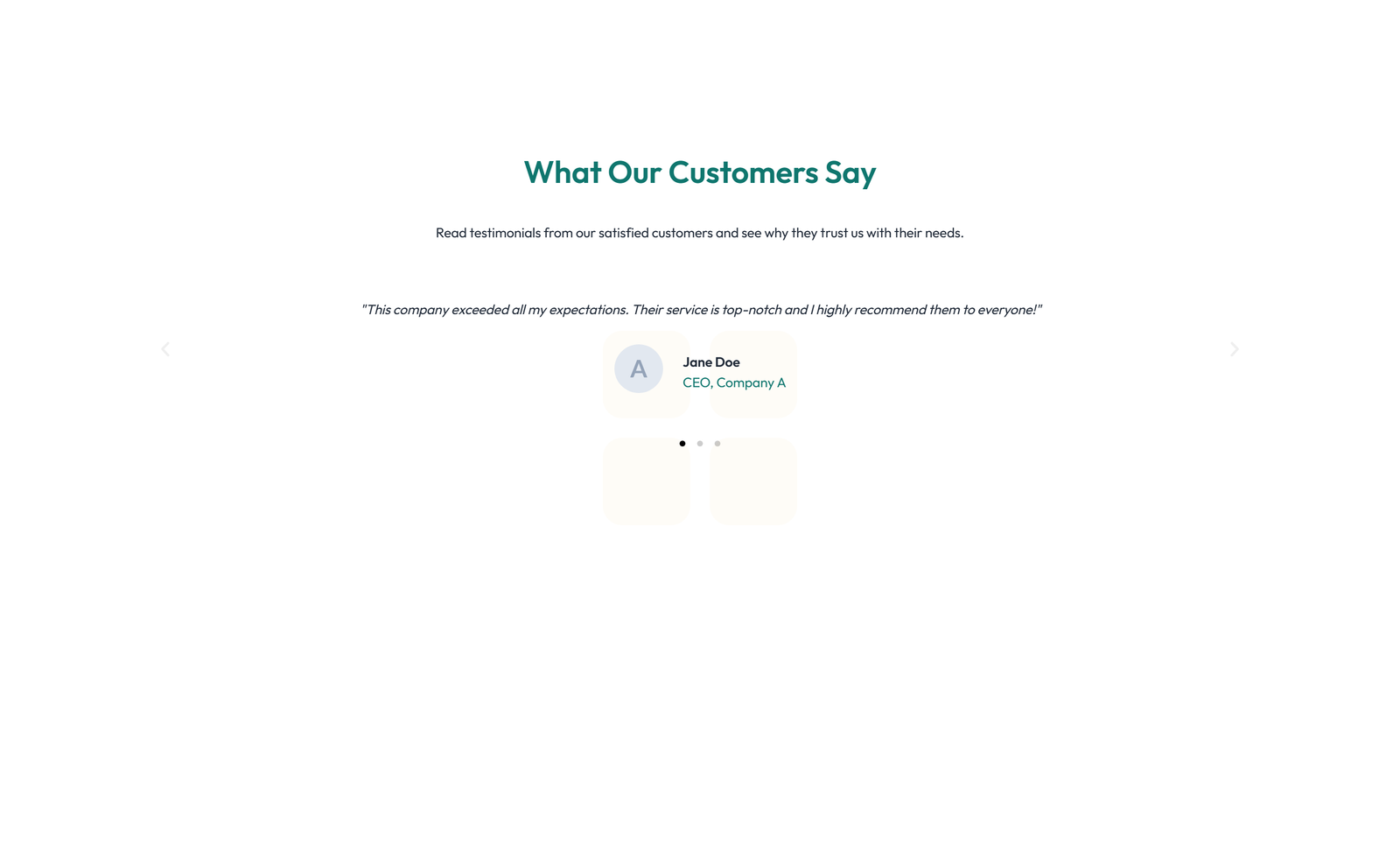 Screenshot of Testimonial with Single Centered Blockquote 64 - Elementor Testimonial Sections component