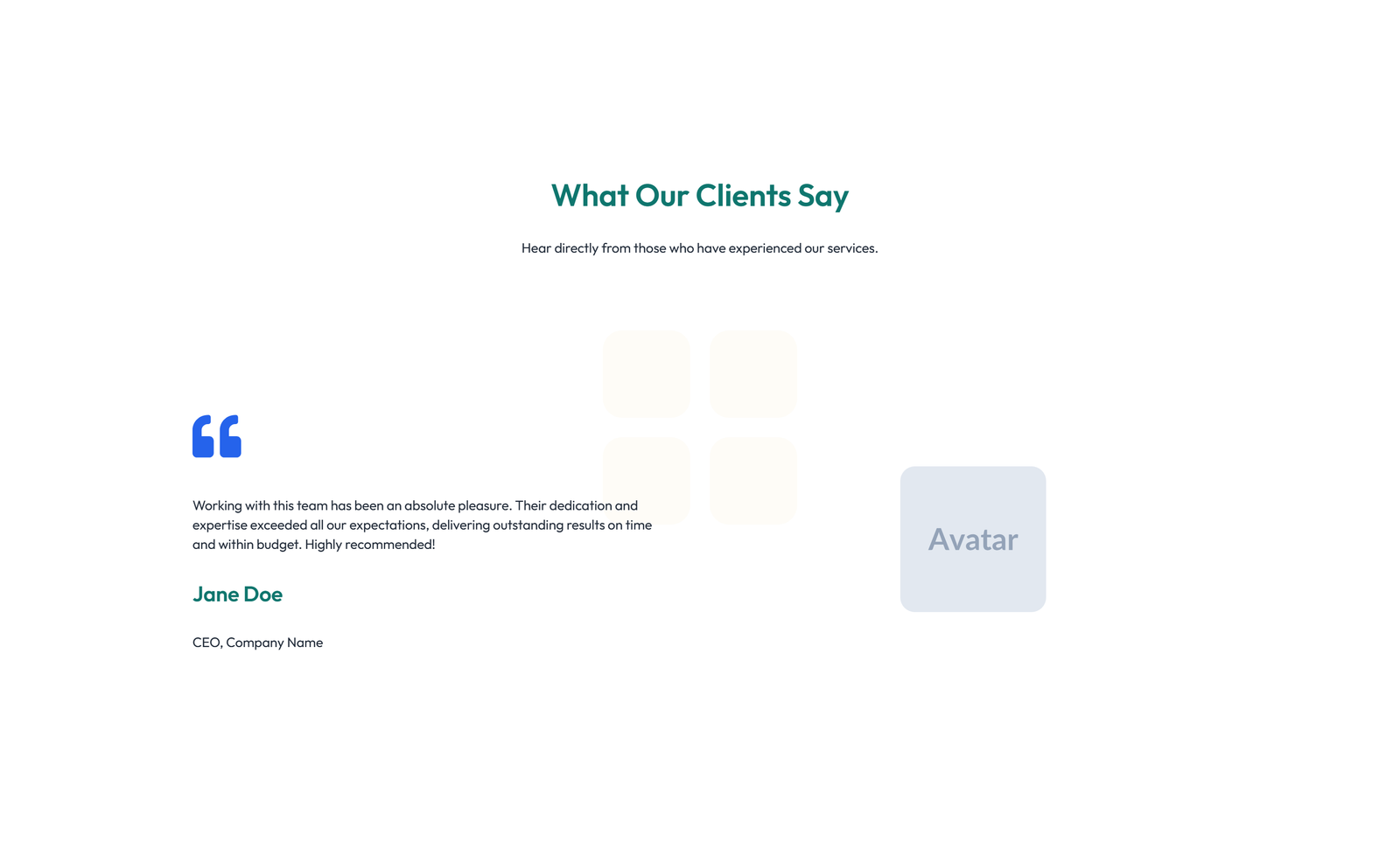 Screenshot of Testimonial with 3-column Rating, Quote Cards 67 - Elementor Testimonial Sections component