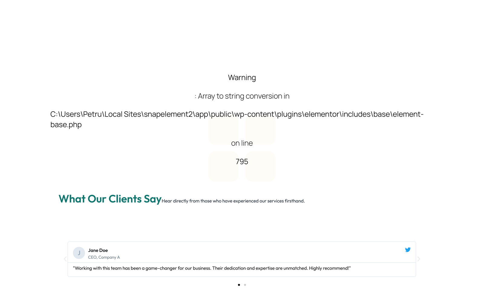 Screenshot of Testimonial with Reviews Widget with Heading 67 - Elementor Testimonial Sections component