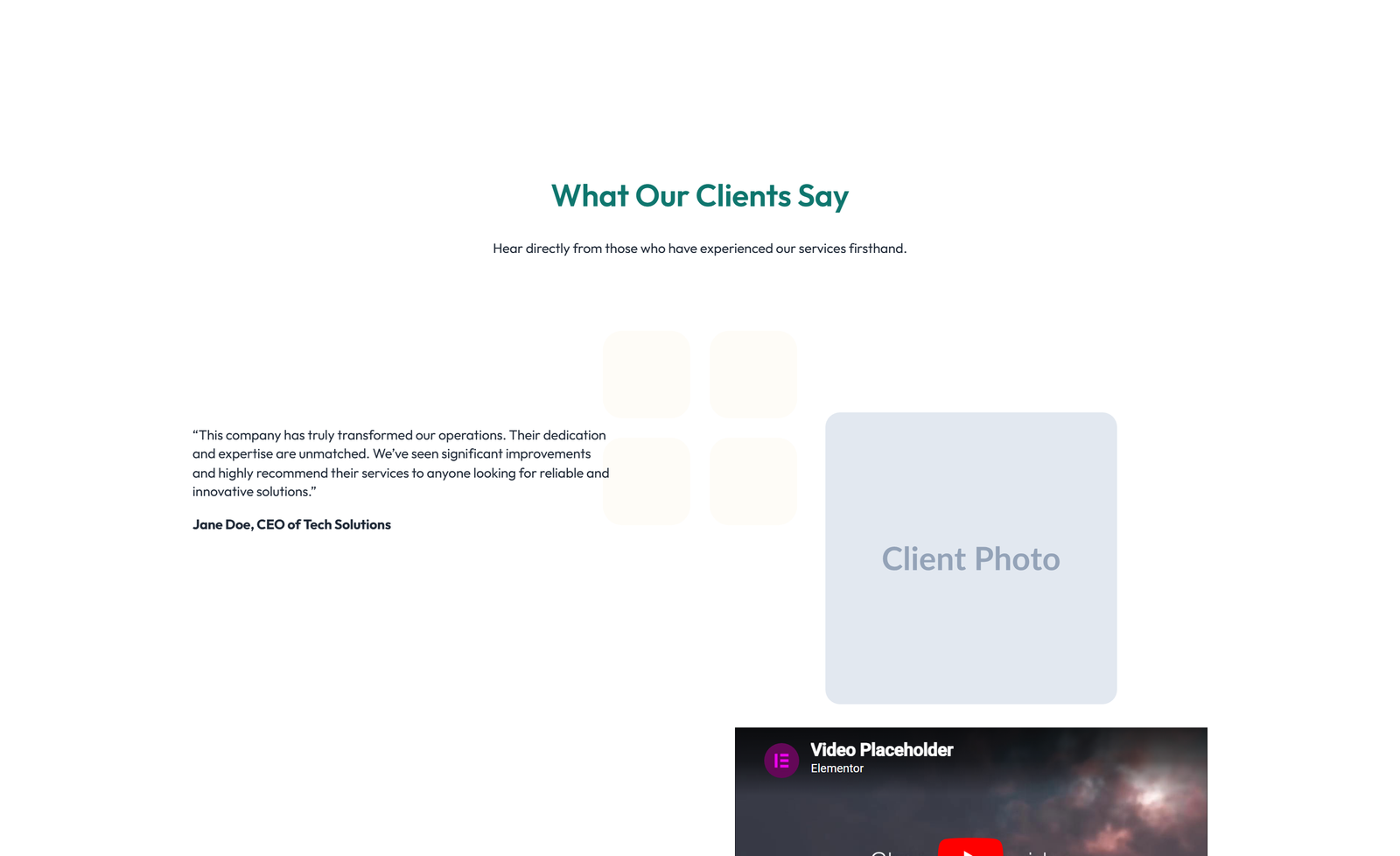 Testimonial with Single Centered Blockquote 68 - Elementor component