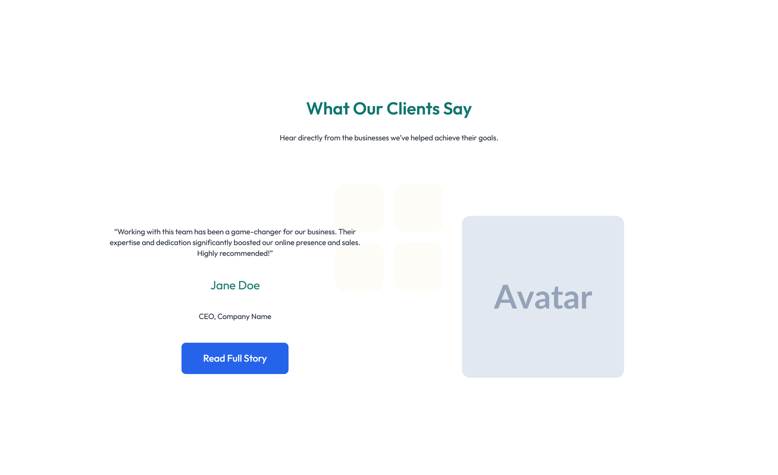Testimonial with Single Centered Blockquote 69 - Elementor component