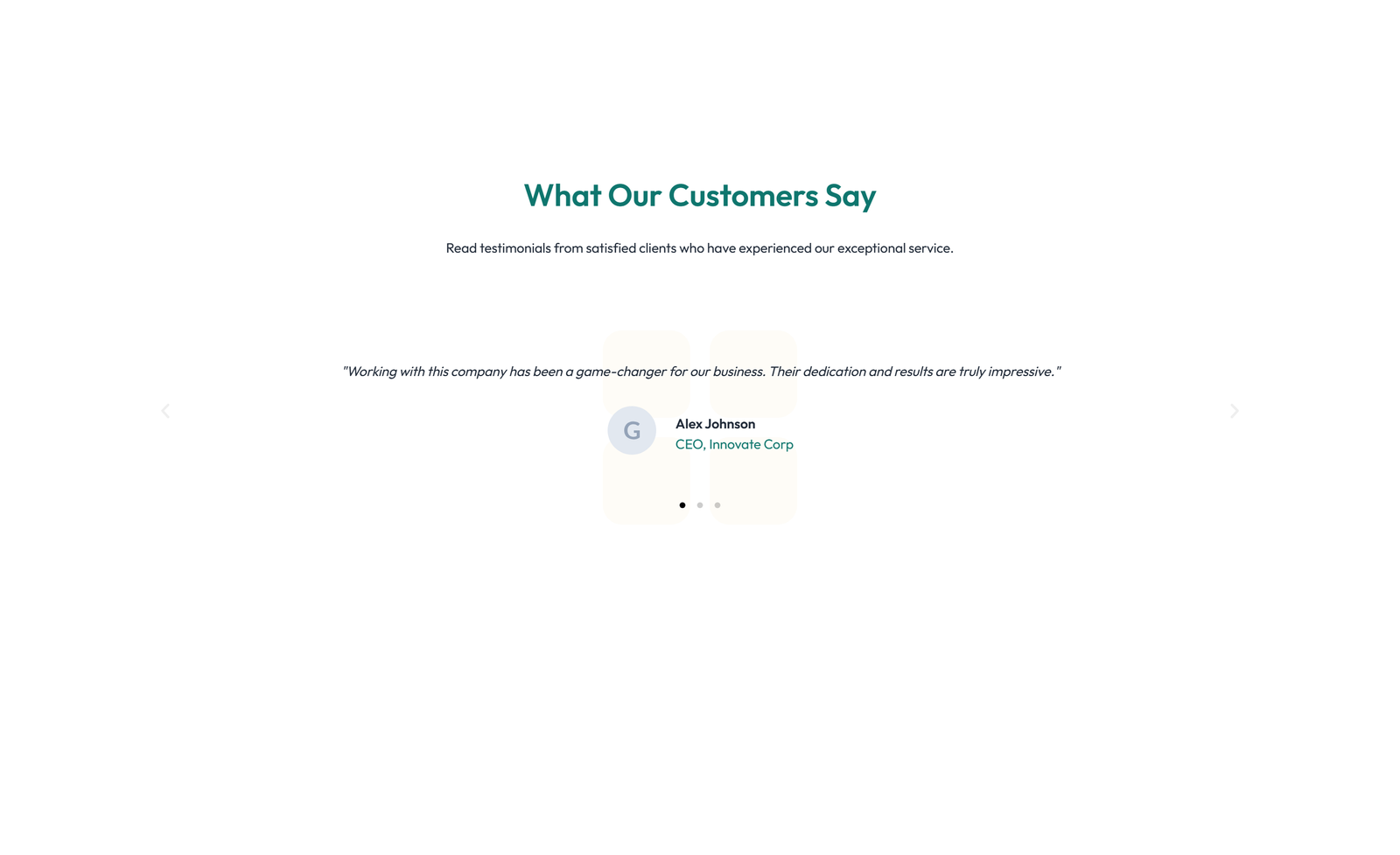 Screenshot of Testimonial with Single Centered Blockquote 70 - Elementor Testimonial Sections component