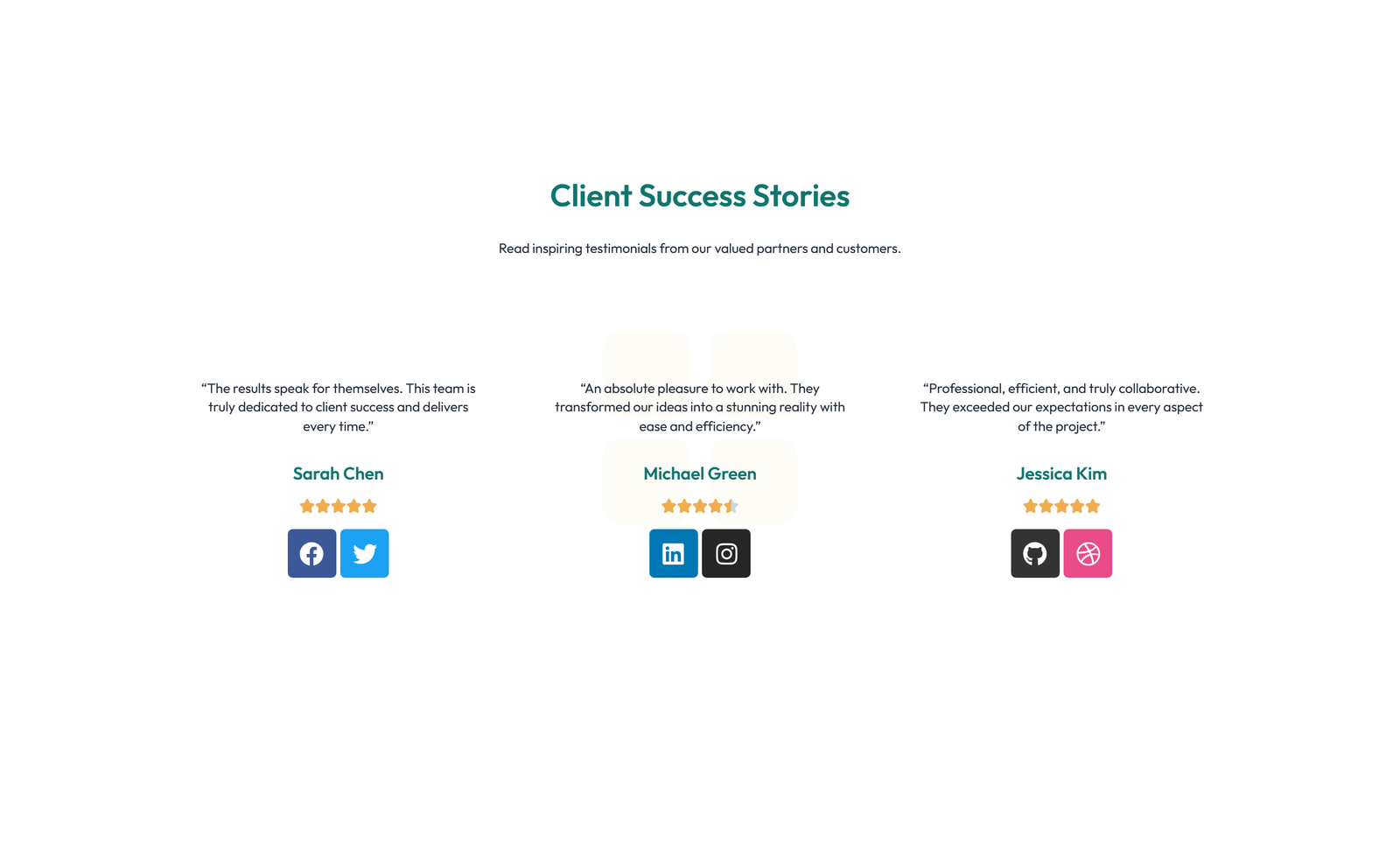 Screenshot of Testimonial with 3-column Rating, Quote Cards 71 - Elementor Testimonial Sections component