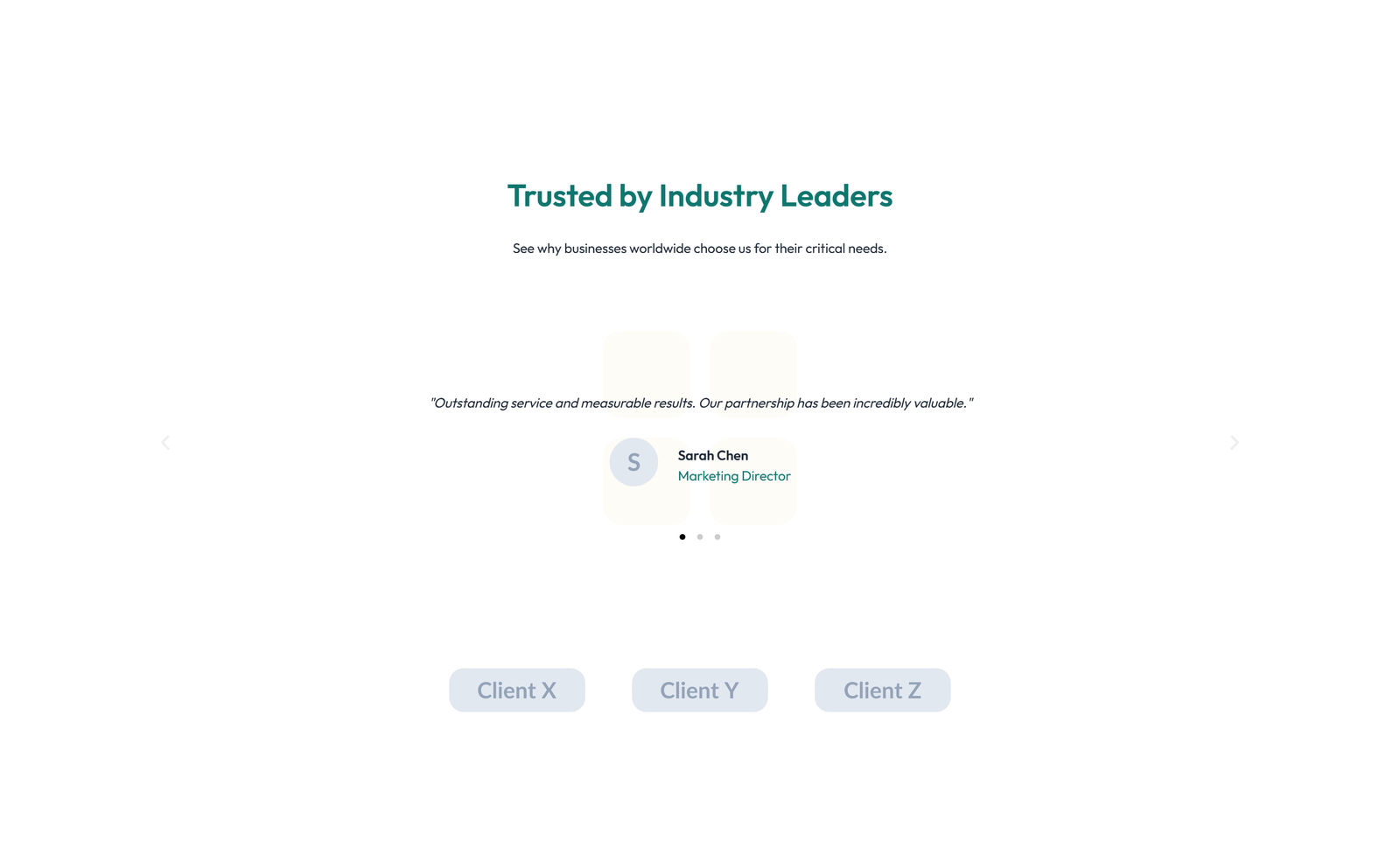 Screenshot of Testimonial with Single Centered Blockquote 73 - Elementor Testimonial Sections component