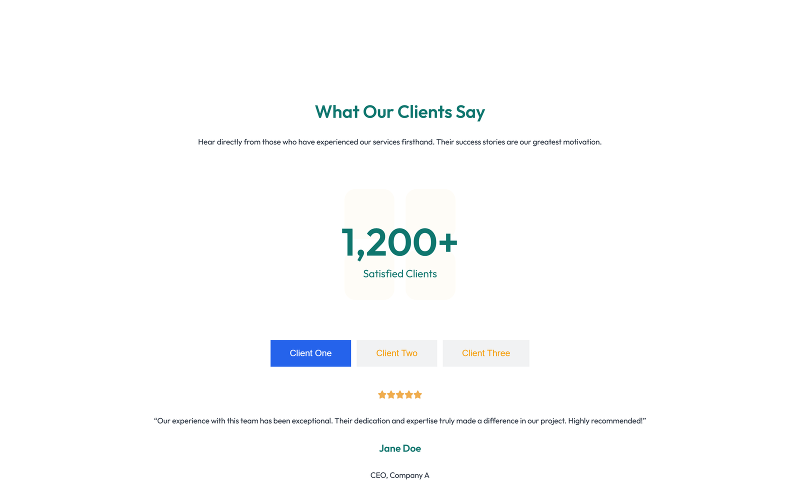 Screenshot of Testimonial with 3-column Rating, Quote Cards 77 - Elementor Testimonial Sections component