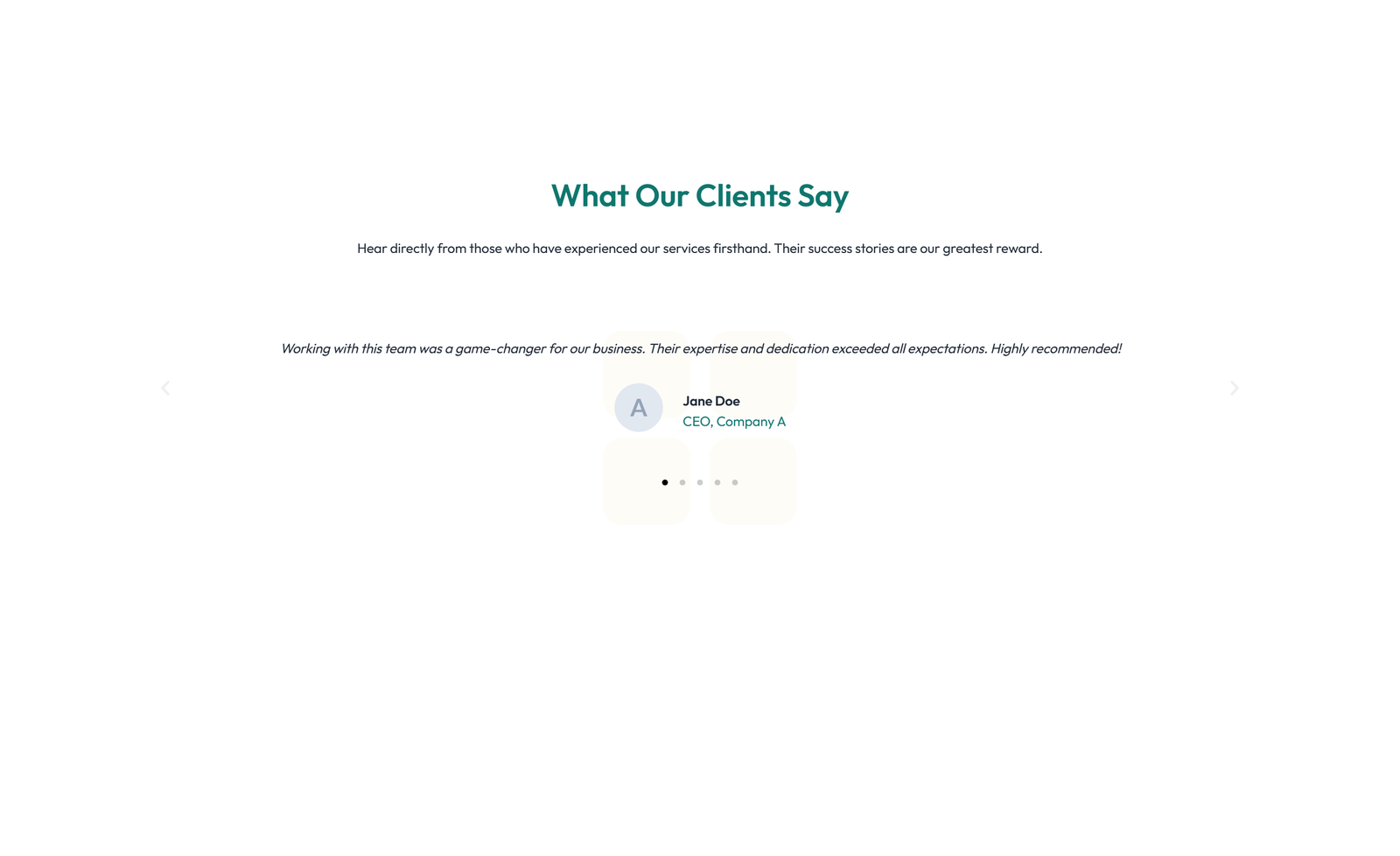 Screenshot of Testimonial with Single Centered Blockquote 79 - Elementor Testimonial Sections component