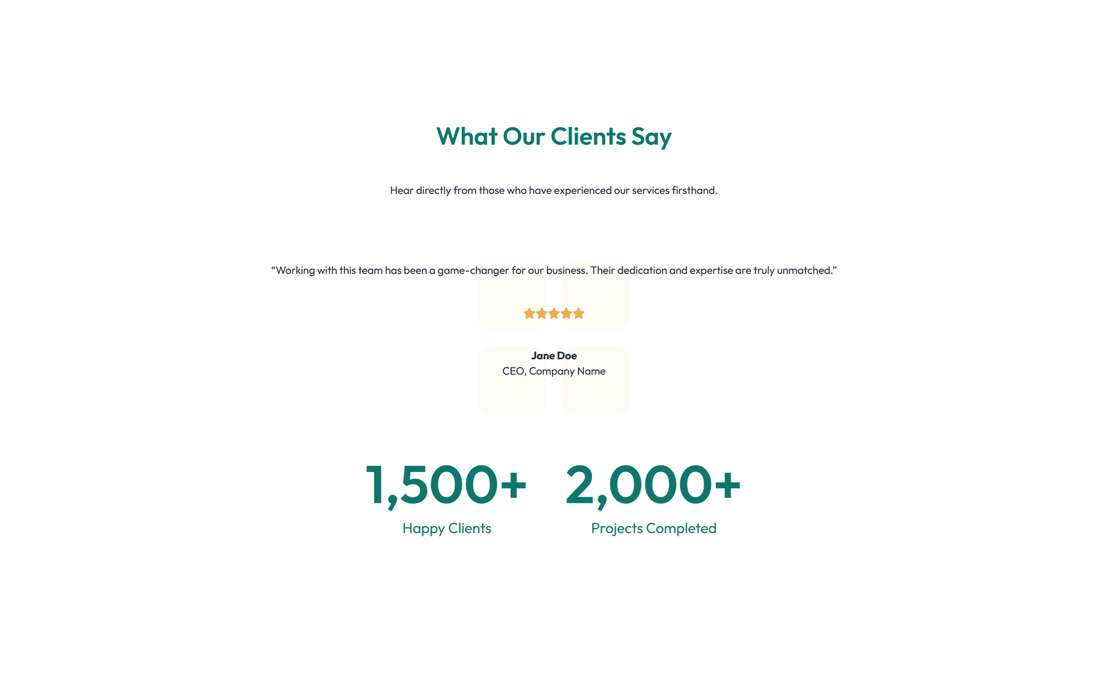 Screenshot of Testimonial with 3-column Rating, Quote Cards 83 - Elementor Testimonial Sections component