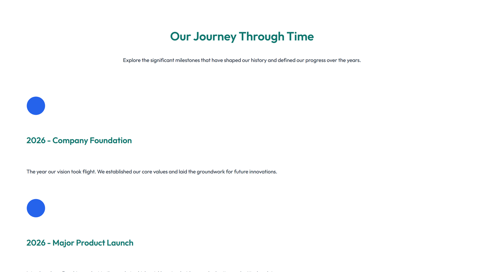 Screenshot of Timeline Layout Style 1 - Elementor Timeline / History component