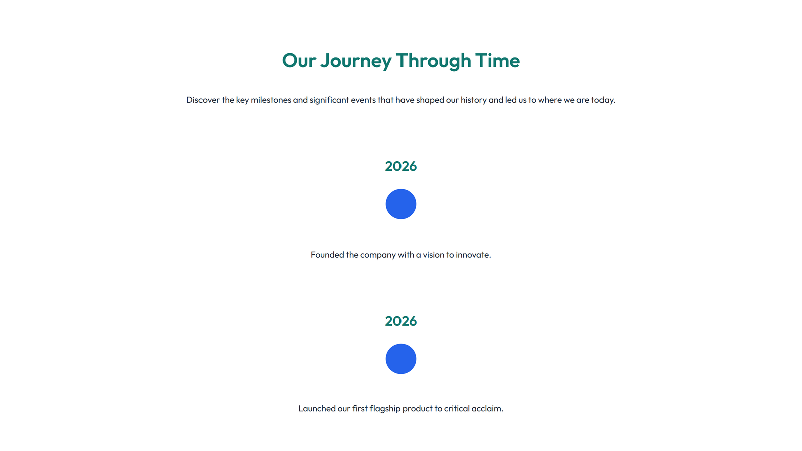 Screenshot of Timeline Layout Style 6 - Elementor Timeline / History component