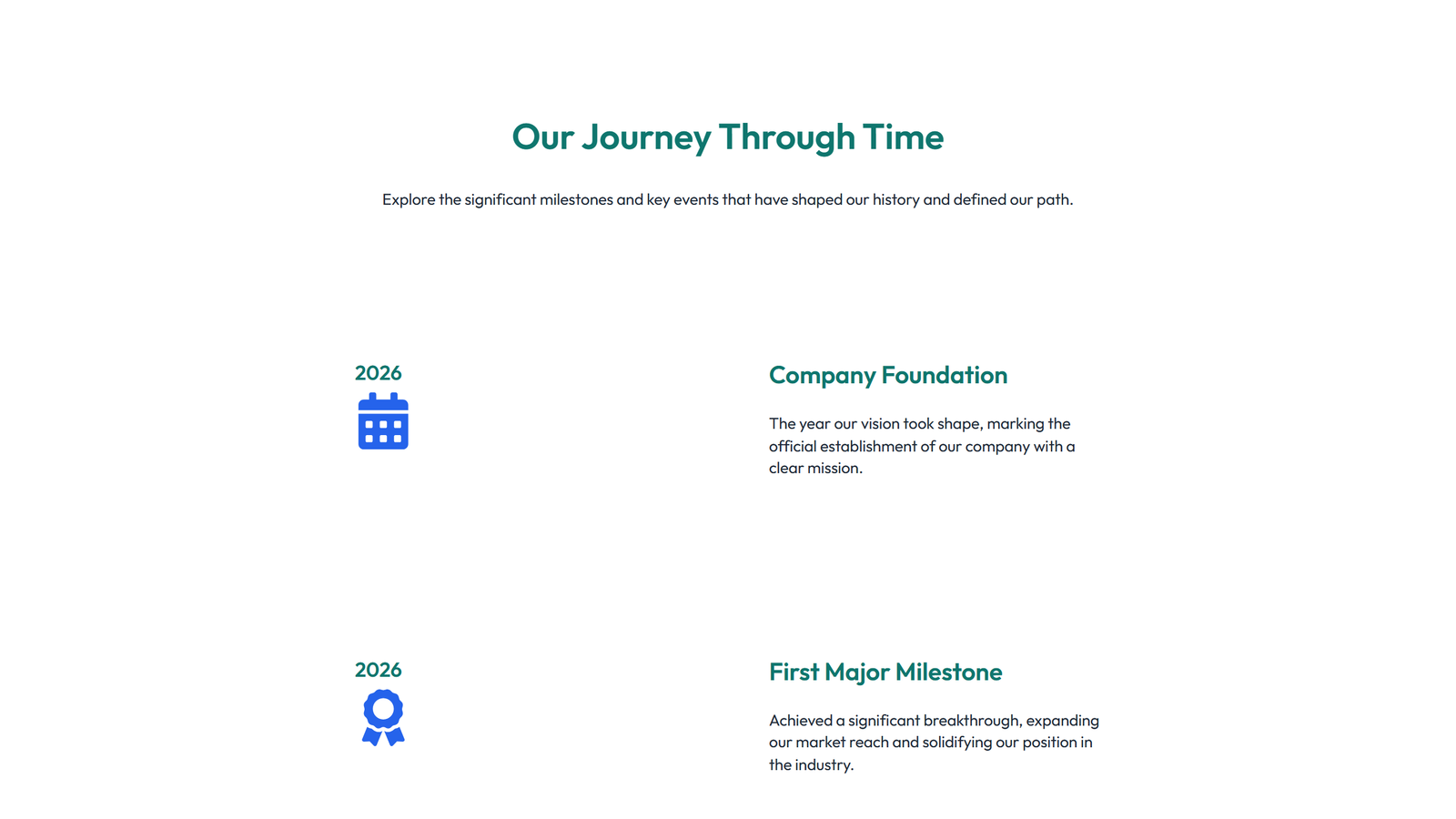 Screenshot of Timeline Layout Style 2 2 - Elementor Timeline / History component